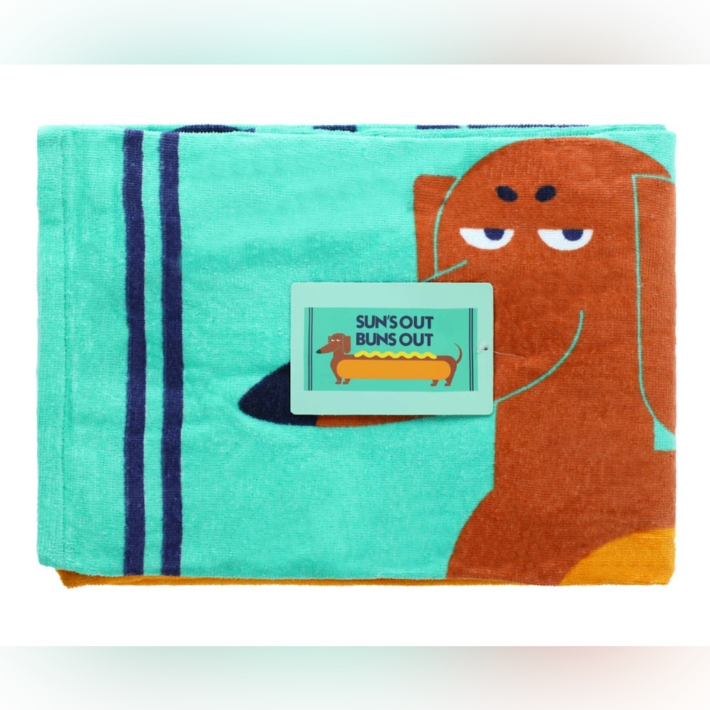 NEW Teal Dachshund Hot Dog Beach Towel - Picture 5 of 5